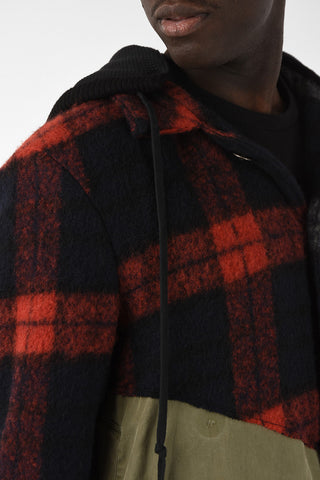 Cappotto Con Dettagli Tartan e Cappuccio 