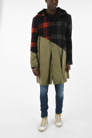 Cappotto Con Dettagli Tartan e Cappuccio 