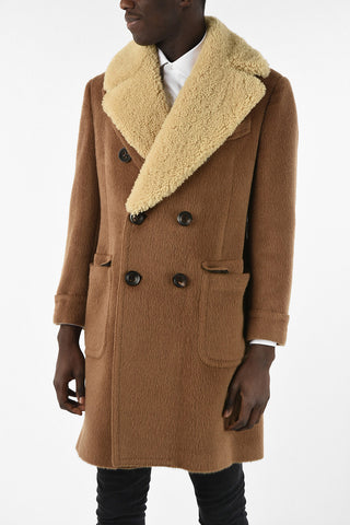 Double Breasted PHILOSOPHY Coat With Shearling Collar 