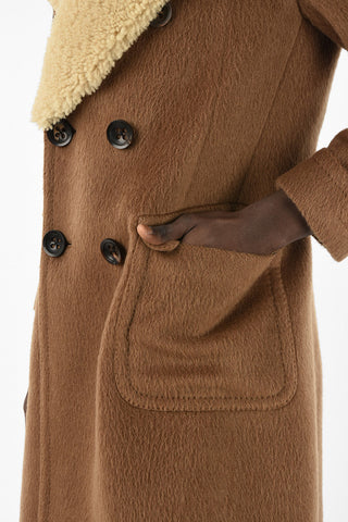 Double Breasted PHILOSOPHY Coat With Shearling Collar 