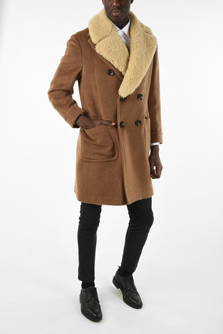 Double Breasted PHILOSOPHY Coat With Shearling Collar 
