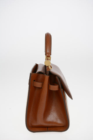 Leather Top Handle Bag SICILY 58 With Canvas Details and Removable Shoulder Strap 
