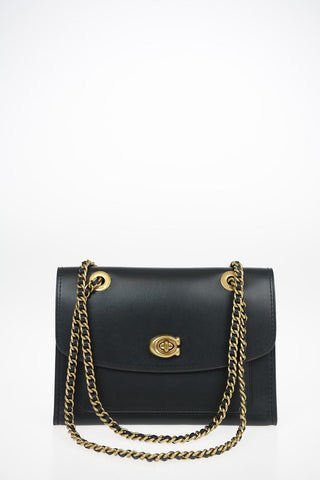 Leather Shoulder Bag with Outer Pocket