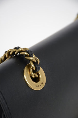 Leather Shoulder Bag with Outer Pocket