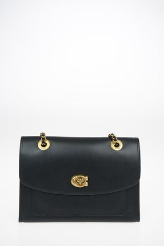Leather Shoulder Bag with Outer Pocket