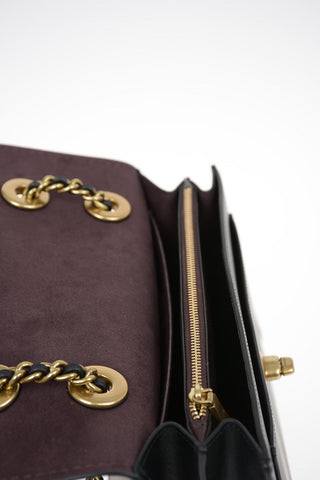Leather Shoulder Bag with Outer Pocket