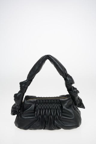 Matelasse Leather Shoulder Bag with Removable Shoulder Bag