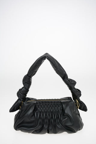 Matelasse Leather Shoulder Bag with Removable Shoulder Bag