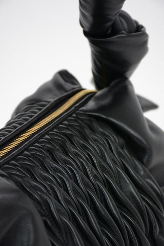 Matelasse Leather Shoulder Bag with Removable Shoulder Bag