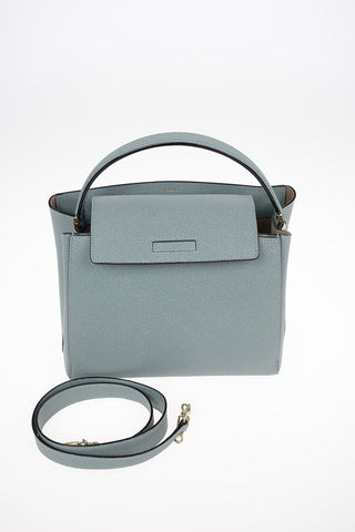 Grained Leather Shoulder Bag with Removable Strap