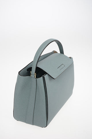 Grained Leather Shoulder Bag with Removable Strap