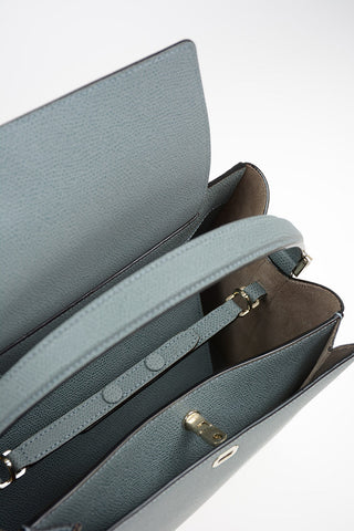 Grained Leather Shoulder Bag with Removable Strap
