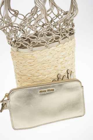 Straw Bucket Bag With Braided Leather Handles