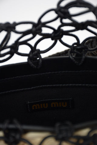 Straw Bucket Bag With Braided Leather Handles