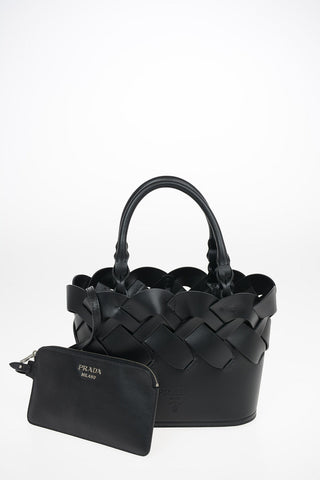 Braided Leather Bucket Bag