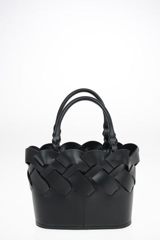 Braided Leather Bucket Bag