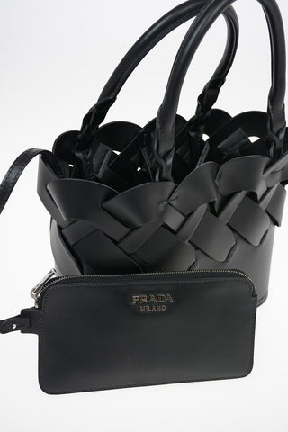 Braided Leather Bucket Bag