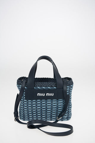 Braided Denim Bucket Bag With Removable Shoulder Strap