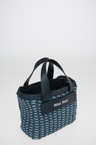 Braided Denim Bucket Bag With Removable Shoulder Strap