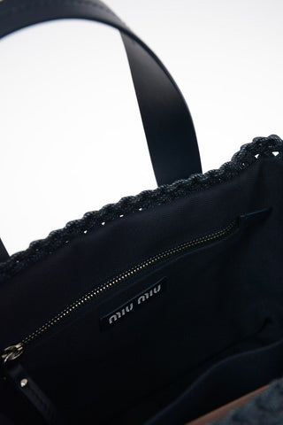 Braided Denim Bucket Bag With Removable Shoulder Strap