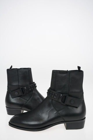 Leather STRAPPED Texan Boots with Inner Zip Closure 3cm