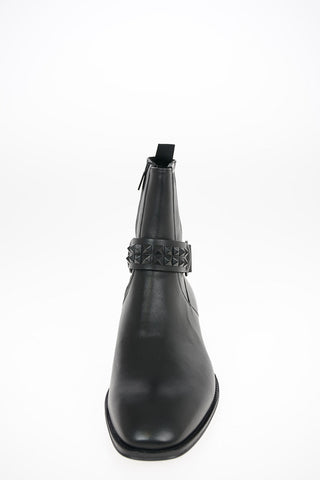 Leather STRAPPED Texan Boots with Inner Zip Closure 3cm