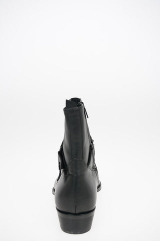 Leather STRAPPED Texan Boots with Inner Zip Closure 3cm