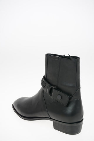Leather STRAPPED Texan Boots with Inner Zip Closure 3cm