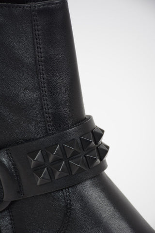 Leather STRAPPED Texan Boots with Inner Zip Closure 3cm