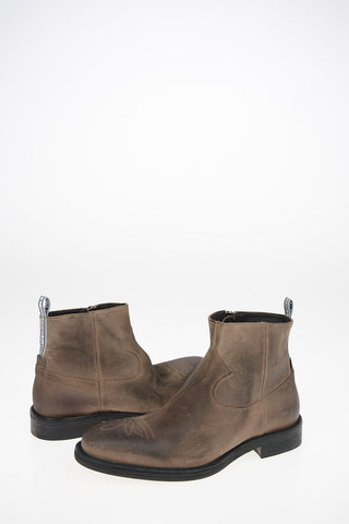Suede Texan Boots with Inner Zip Closure