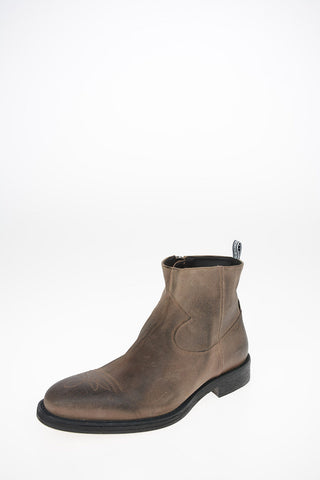 Suede Texan Boots with Inner Zip Closure
