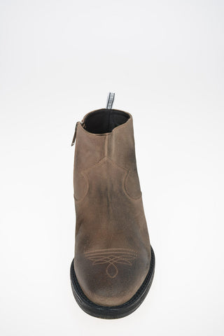 Suede Texan Boots with Inner Zip Closure