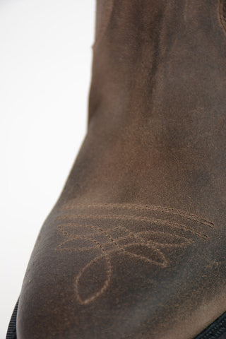 Suede Texan Boots with Inner Zip Closure