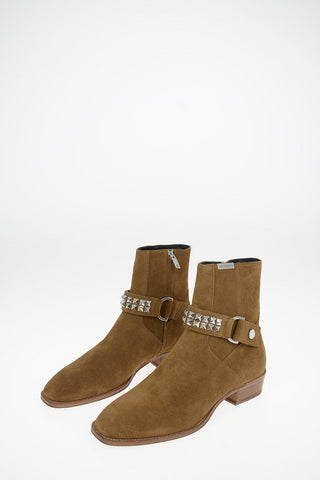 Leather STRAPPED Texan Boots with Inner Zip Closure 3cm