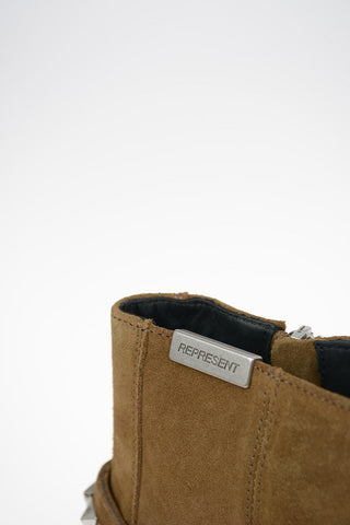 Leather STRAPPED Texan Boots with Inner Zip Closure 3cm