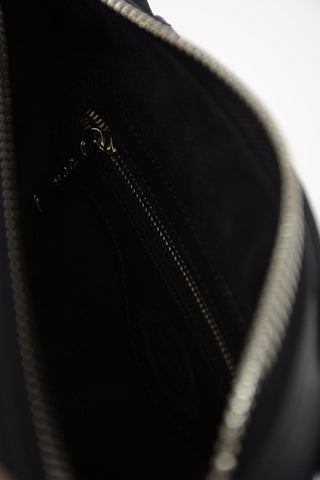 Quilted Leather Camera Bag with Studs Applications and Removable Shoulder Strap