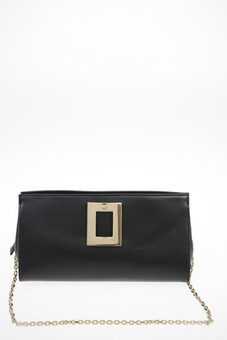 Soft Leather Clutch with Removable Shoulder Chain