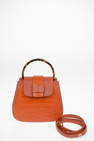 Printed Leather MYRIA MINI Top Handle Bag with Removable Shoulder Strap