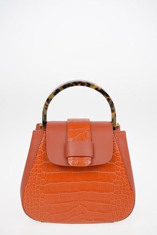Printed Leather MYRIA MINI Top Handle Bag with Removable Shoulder Strap