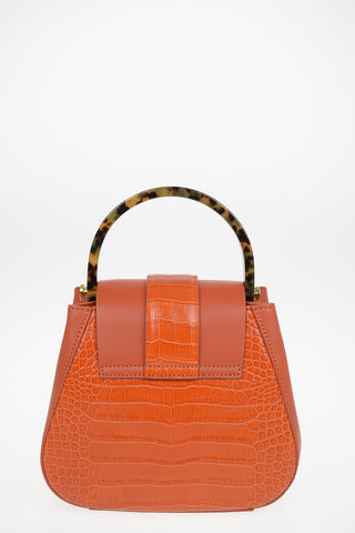 Printed Leather MYRIA MINI Top Handle Bag with Removable Shoulder Strap