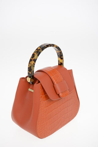 Printed Leather MYRIA MINI Top Handle Bag with Removable Shoulder Strap