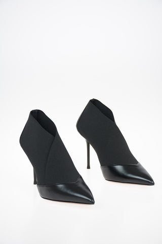 Leather and Fabric HOLD ON Ankle Boots with Stiletto Hell 9.5 cm