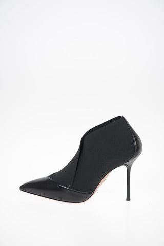 Leather and Fabric HOLD ON Ankle Boots with Stiletto Hell 9.5 cm