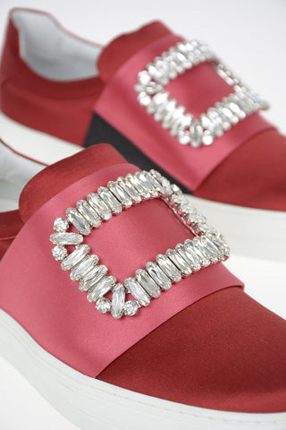Sneakers Slip On in Velluto con Applicazione Gioiello