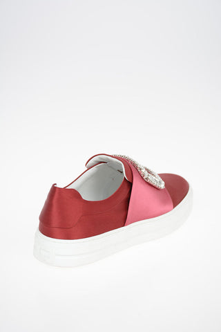 Sneakers Slip On in Velluto con Applicazione Gioiello