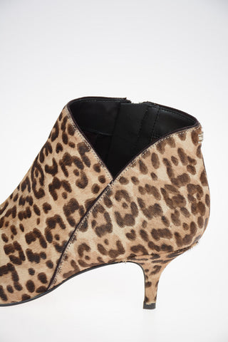 Leopard Printed Ponyskin KADISON Ankle Boots with Kitten Heel 6.5 cm