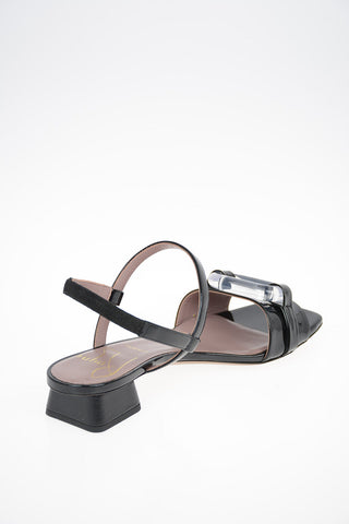 Patent Leather Sandals with Low Heel 2.5 cm