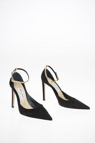 Suede HELIX 100 Pumps with Ankle Strap 11 cm