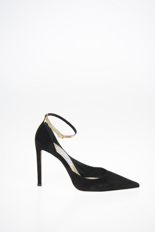 Suede HELIX 100 Pumps with Ankle Strap 11 cm
