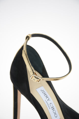 Suede HELIX 100 Pumps with Ankle Strap 11 cm